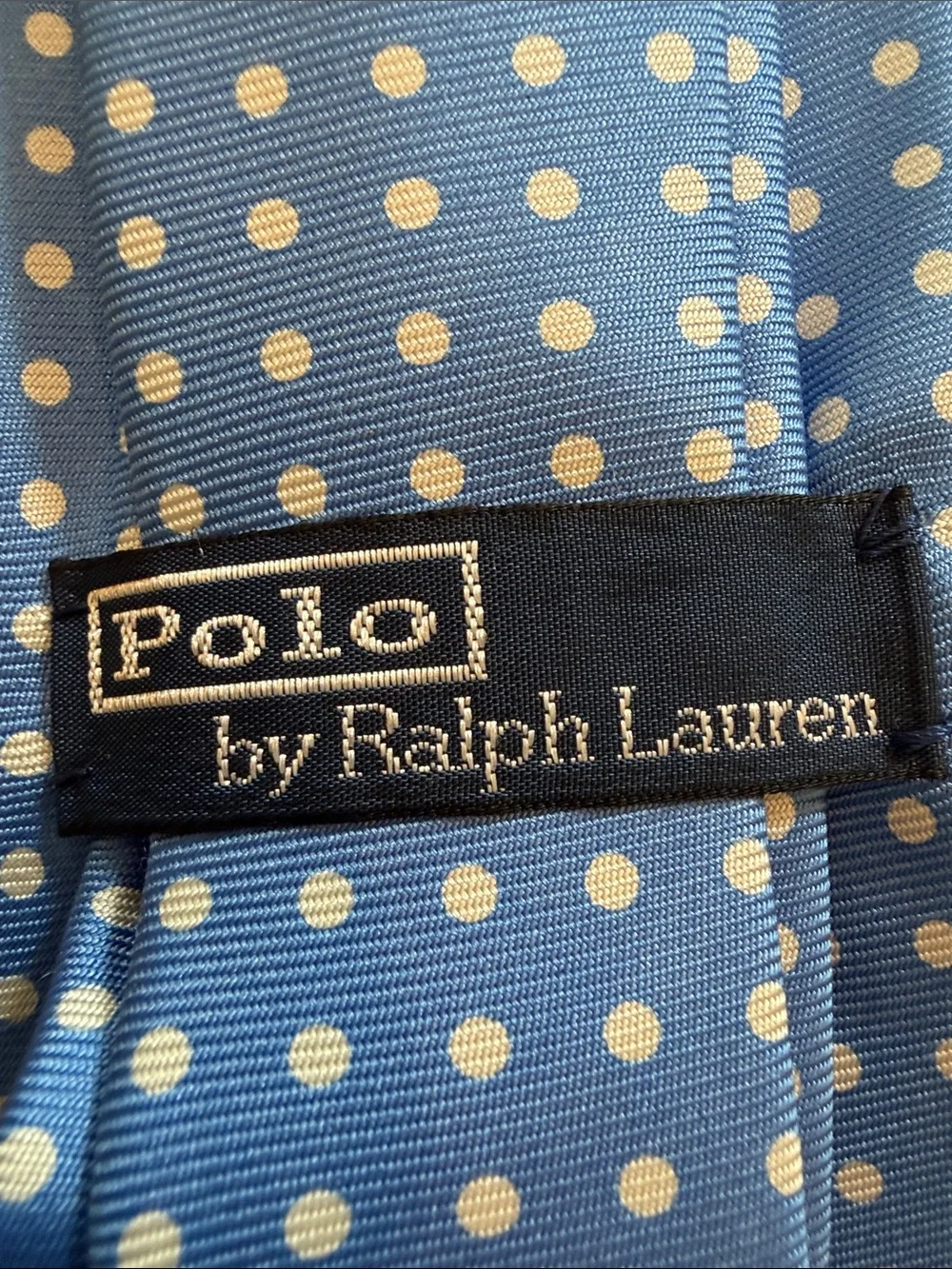 Polo Ralph Lauren Men's Blue and White Dot Silk Tie